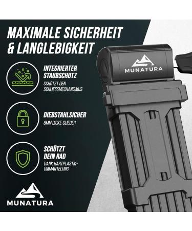 Munatura 120cm Folding Bicycle Lock | High-Security Bike Lock with Bracket | Durable & Portable Lock for Bicycles - Buy Online on SooperMarket.com