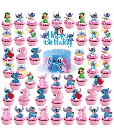 49 pieces Cartoon Cake Topper Cartoon cake decoration STI Muffins decoration Sti Tortendeko Sti Muffins topper for young girls Birthday Torte decoration Blau-1
