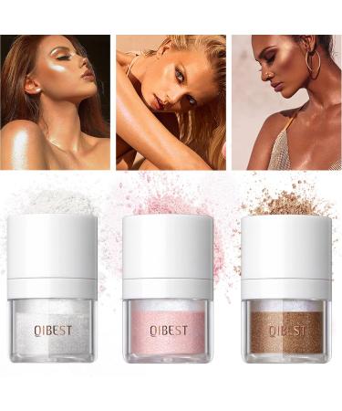 3Pcs Holographic Body Glitter Highlight Powder for Body  Face  Hair - Festival Glitter Cosmetic Long Lasting Sparkling- Vegan & Cruelty Free