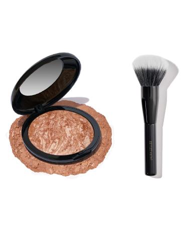 LAURA GELLER NEW YORK Baked Face & Body Frosting 3 Oz Tahitian Ginger Bronzer Powder + Full Face Powder Makeup Brush - Even Application and Blending