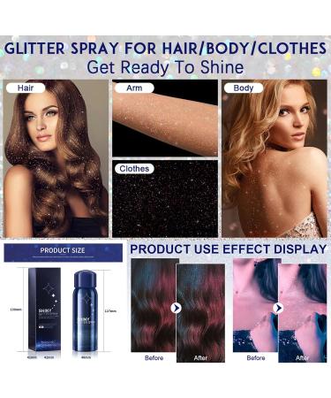 Joyeee Body Glitter Spray - Waterproof Shimmer Hairspray for Long-Lasting Highlights | 2-Pack Makeup Glitter for Face Hair Body & Nail Art - Buy Online on SooperMarket.com