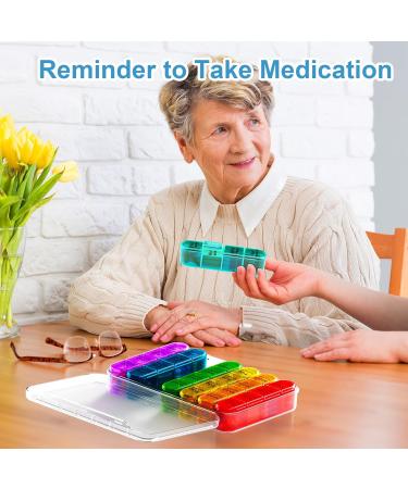 Zoksi Weekly Pill Organizer 4 Times a Day Rainbow Pill Box Organizer 7 Day Am Pm Pill Box Large Travel Pill Case Daily Medication Organizer with 28 Compartments for Fish Oils Clear - Buy Online on SooperMarket.com