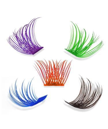 Colored Lash Clusters DIY Eyelash Extensions - 72 C/D Curl Individual Lashes in Brown, Blue, Purple, Green, Red - Thin Band DIT at Home - Volume Mix Color-D 16mm - Buy Online on SooperMarket.com