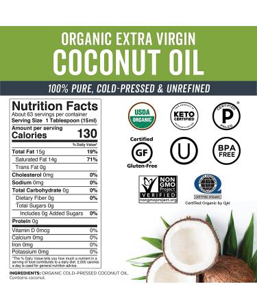 Organic Coconut Oil - Unrefined and Cold-Pressed  Natural Hair Oil  Skin Oil and Cooking Oil with Fresh Flavor  Non-GMO Extra Virgin Coconut Oil (Aceite de Coco)  USDA Organic  32 oz - Buy Online on SooperMarket.com