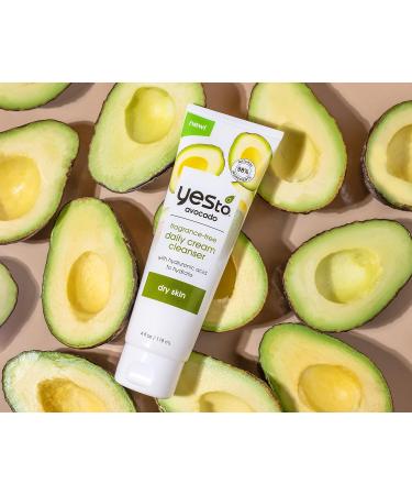 Yes To Avocado Hydrating Daily Cream Cleanser Bundle - Fragrance Free Vegan Face Wash with Hyaluronic Acid & Glycerin 4 Fl Oz + 1 Fl Oz Travel Size Natural & Cruelty Free - Buy Online on SooperMarket.com