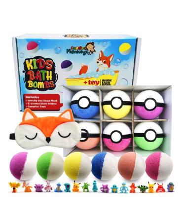 Cuddle Monkeyz Little Dreamers Spa Kit with Bath Bomb for Kids with A Surprise Toy and Fox Eye Mask Anime