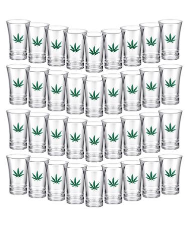 Jetec 24 Pcs 420 Party Shot Glasses 420 Weed Acrylic Mini Shot Glass 420 Party Decorations Weed Shot Glasses Birthday Party Supplies Weed Leaves Glasses Weed Party Decorations for Adults