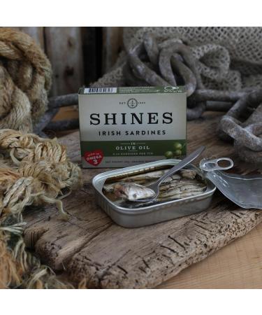 Shines Tinned Irish Sardines in Olive Oil - Pilchards - 12 x 106g Cans - Buy Online on SooperMarket.com