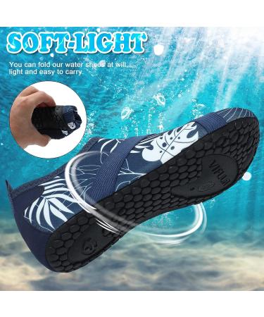 VIFUUR Water Shoes for Women and Men - Blue Leaf | Quick Dry Aqua Socks for Beach, Swim, Yoga, Outdoor Sports - Buy Online on SooperMarket.com