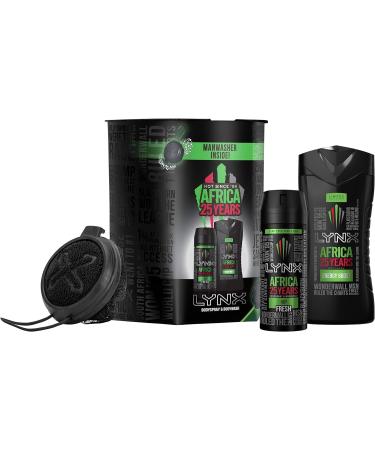 Lynx Africa Manwasher Gift Set with Shower Sponge, Loofahs, Exfoliating Body Brush, and Deodorant - Ultimate Bath and Shower Combo - Buy Online on SooperMarket.com