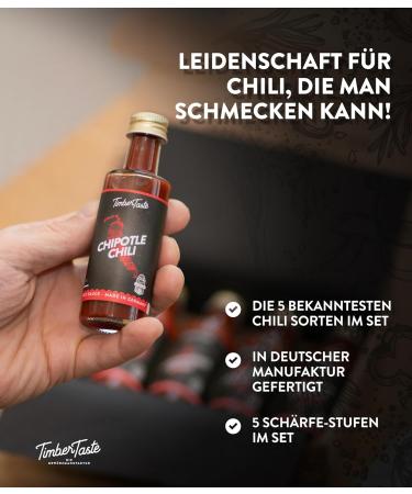 Timber Taste Chili Sauce Gift Set - 5 x 40ml Premium Hot Sauces | Perfect Father's Day Gifts for Men & Women | Gourmet Chili Sauces Collection - Buy Online on SooperMarket.com