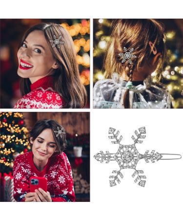 JNAWA 4Pieces Snowflake Hair Clips Silver Xmas Shiny Hair Decoration Headwear Alloy Bobby Pins Hair Decoration Styling Tools for Women Girls Hair Accessories - Buy Online on SooperMarket.com
