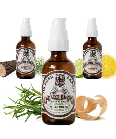 MR Bear Family Bart l Men - Wilderness - maintains and supports beard growth - nutrient beard care oil with jojoba and argan oil - Bart oil man - Moisturizer Beard Oil for men 60ml Wilderness 60 ml (1 Pack)