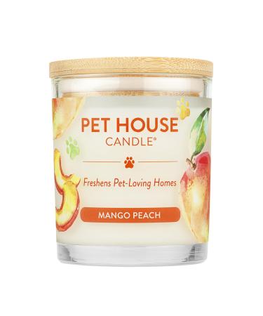 One World Pet House Candle - Click to see all 12 fragrances - natural soy wax - durable 70 hours - paraffin - 100% non -toxic pet smell removal candle - animal lovers gift mango peach