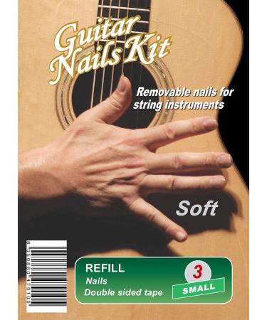 Guitar Nails REFILL Soft (3) Small | Nails for guitar | removable | with double-sided adhesive tape