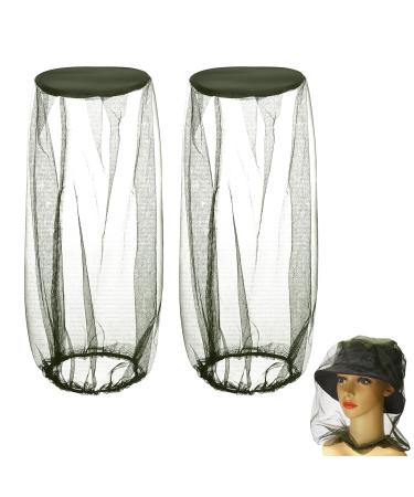 Mesh Head Nets 2 Pcs Mosquito Head Net Face Mesh Cover for Outdoor Activities Hiking Fishing Hunting Camping Backpacking (Green)
