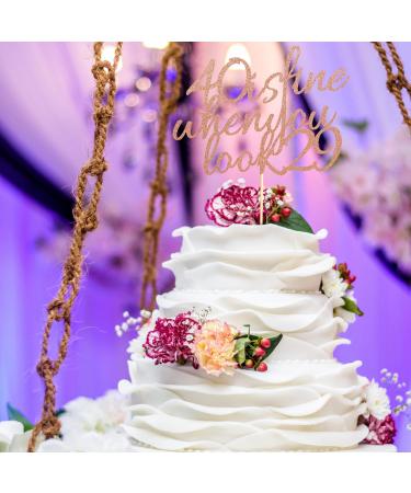 Arthsdite 40 Is Fine When You Look 29 - Happy Birthday Cake Topper 40th Birthday for Women Boss Wife Co-workers Sisters Best Friends Cake Decoration- Rose Gold Glitter - Buy Online on SooperMarket.com