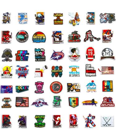 Hockey Stickers for Kids & Adults (100 pcs) | Waterproof Sports Vinyl Sticker Set for Laptop, Scrapbook | Re-Stickable Helmet, Luggage, Water Bottle Stickers by GlibertVillageGoods - Buy Online on SooperMarket.com