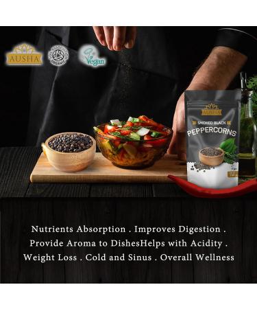 Ausha Organic Black Peppercorns 100g | 2** Star Great Taste Award 2023 | Smoked for Cooking | Certified Organic - Buy Online on SooperMarket.com