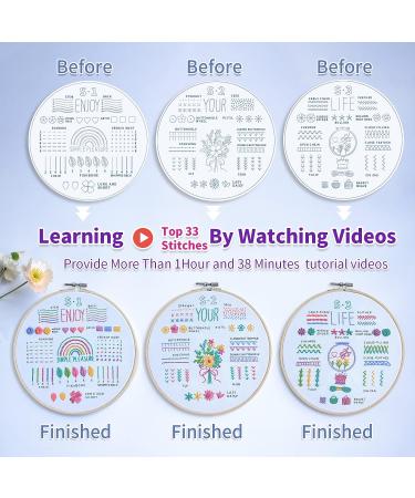 ETSPIL Embroidery Kit for Beginners - Learn 33 Stitches, Includes Hoop, Color Threads & Easy Instructions - Buy Online on SooperMarket.com