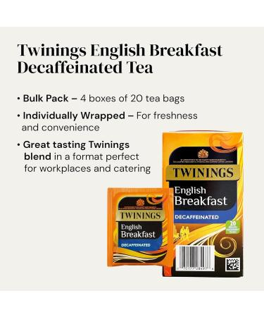 Twinings English Breakfast Decaffeinated Tea Bags 4 Boxes of 20 Individually Wrapped Enveloped Tea Bags Black 80 count - Buy Online on SooperMarket.com