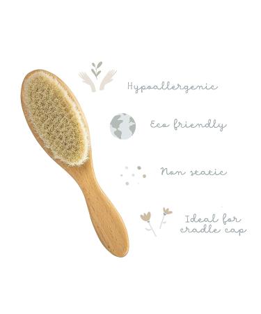 Fephas Wooden Baby Goat Hair Brush for Newborns and Toddlers | Soft Goat Hair & Silicone Brush for Cradle Cap | Great Addition to Baby Registry - Buy Online on SooperMarket.com