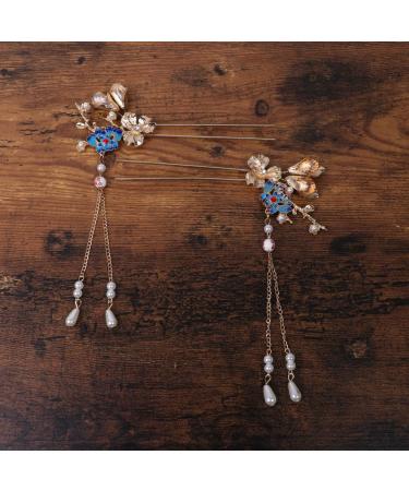 Minkissy Chinese Hair Stick 1 Pair of Retro Flower Hair Chopsticks Hairpin Japanese Chignon Pin Vintage Hair Accessories - Buy Online on SooperMarket.com