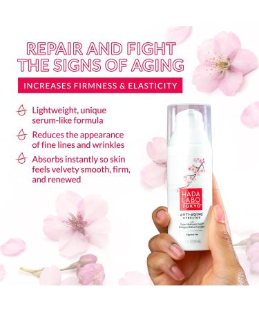 Hada Labo Tokyo Anti-Aging Hydrator 1.7 Fl. Oz | Super Hyaluronic Acid Collagen & Retinol Serum for Firmness & Elasticity - Fragrance Free - Buy Online on SooperMarket.com