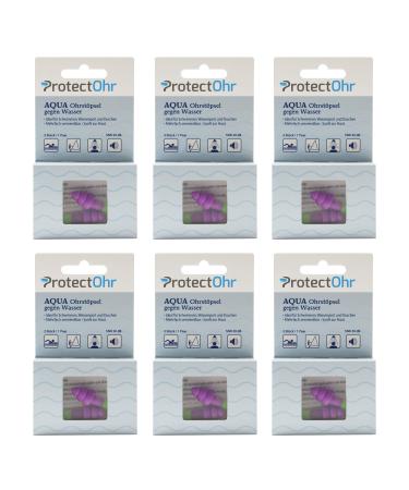 Protectrohr - earplugs aqua 6 packs of 1 pair of earplugs reusable silicone plugs ideal for swimming showing water sports surfing hearing protection against noise extra soft purple 6 -person pack - 6 pairs