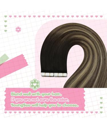 Youngsee Real Hair Tape Extensions - Balayage Ombre #1B/4/27 55cm 50g 20pcs - Smooth Remy Real Hair - Buy Online on SooperMarket.com