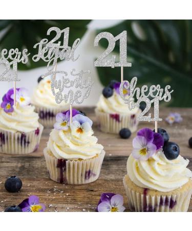 Rsstarxi 24 Pack 21st Birthday Cupcake Toppers Glitter Leg Al 21 Cupcake Toppers Twenty One Hello Cheers to 21 Cupcake Picks for Happy 21st Anniversary Birthday Party Cake Decorations Silver Silver 21st - Buy Online on SooperMarket.com