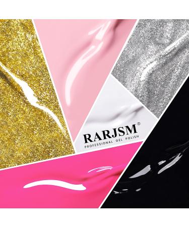 RARJSM Gel Liner Nail Art Polish Set - 6pcs Black White Pink Red Glitter Silver Gold 8ml - Soak off, Curing, Thin Brush - Home Salon DIY - Buy Online on SooperMarket.com