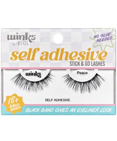 Ardell Winks Self Adhesive Lashes Peace Easy-to-Apply Lightweight Full-Volume Flare No Glue Needed 1-pair