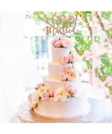 Arthsdite BOOM! Married Wedding Cake Topper Funny Cake Topper Quirky Nerdy Topper Married Cake Topper Bridal Shower Engagement Wedding Party Supplies - Rose Gold Glitter - Buy Online on SooperMarket.com