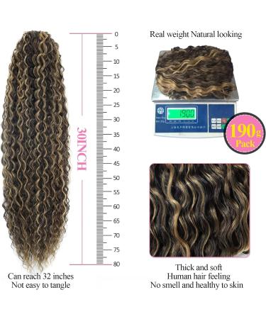 30 inch Long Curly Drawstring Ponytail Extension in P4/27# Synthetic Hair - Women's Hairpiece - Buy Online on SooperMarket.com