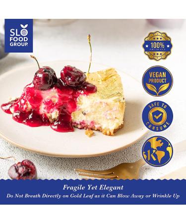 Slofoodgroup 24 Karat Edible Gold Leaf Loose Sheets - 10 Sheets Per Book - 3.15in x 3.15in Size - for Edible Decoration, Crafting, Art - Buy Online on SooperMarket.com