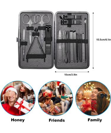 Manicure Set Men 18-Piece Nail Care Set Pedicure Care Set Nail Clippers Set Stainless Steel Nail Set Portable for Travel (Black) - Buy Online on SooperMarket.com