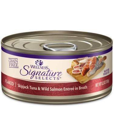 Wellness CORE Grain-Free Signature Selects Wet Cat Food, Natural Pet Food Made with Real Meat, Chunky, Flaked, and Shredded Varieties (2.8 oz or 5.3 oz Cans) Flaked Tuna & Salmon 5.3 Ounce (Pack of 12)