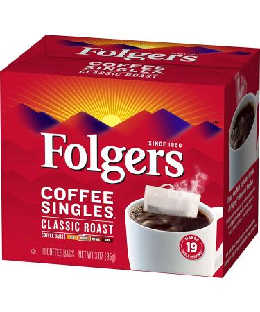 Folgers Coffee Singles Classic Roast 19 Single Serve Bags - Medium Roast Coffee - Buy Online on SooperMarket.com
