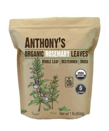 Anthony's Organic Dried Rosemary Leaves, 1 lb, Whole Leaf, Destemmed, Non GMO, Non Irradiated, Gluten Free 1 Pound (Pack of 1)