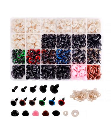 Meafeng 600 Pcs Colorful Plastic Safety Eyes and Noses with washers  for Amigurumi Crafts Doll Crochet Stuffed Animal Teddy Bear Making (  6 14mm)