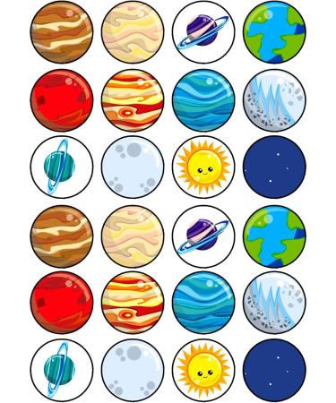 24 Space Theme #3 Edible Cupcake Toppers - Stand Up Disc Wafer Cake Decorations - Buy Online on SooperMarket.com