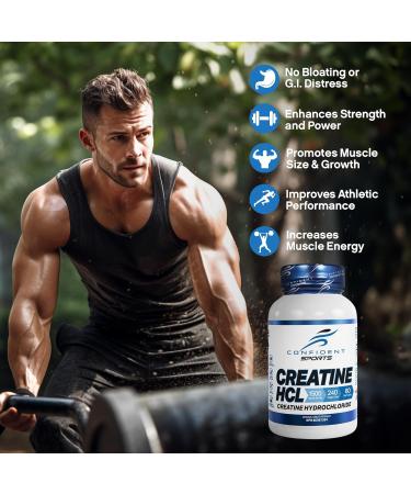 CONFIDENT SPORTS Creatine Supplement Capsules - 100% Pure Creatine HCL - Boosts Power Strength Muscle Mass Muscle Recovery Supplement - Pharmaceutical Grade Creatine Pills - 120 Count - 60 Servings 1 count (Pack of 1) - Buy Online on SooperMarket.com