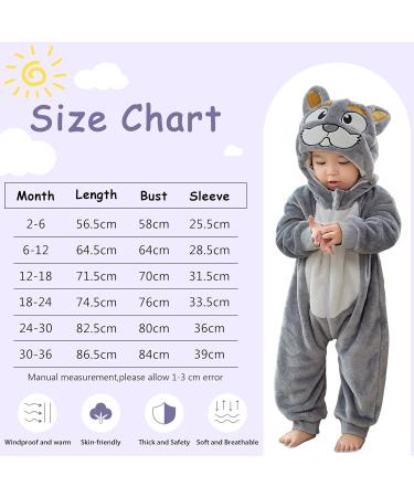 COOKY.D Baby Hooded Rompers | Winter Flannel Jumpsuit Pajamas for Infants | 3-6 Months | Dog Design - Buy Online on SooperMarket.com