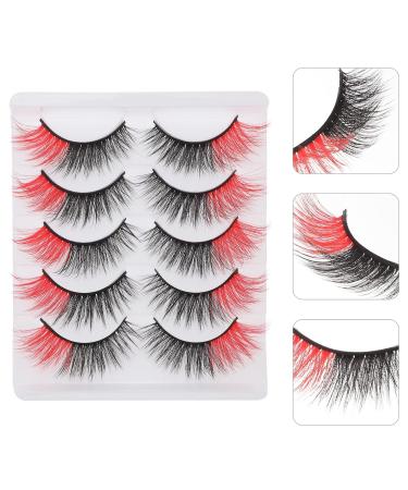 KALLORY 5 Pairs Red Colored Wispy Lashes - Natural Look 3D Eyelash Strips for Women & Girls - Perfect for Any Occasion - Buy Online on SooperMarket.com
