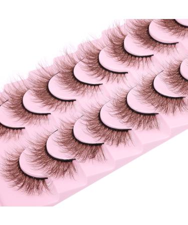 Geeneiya Brown 5D Volume Strip False Eyelashes - Natural Wispy Mink Lashes for Cat Eye Look - Fluffy 15mm Pack - Best Fake Lashes - Buy Online on SooperMarket.com
