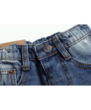 KIDSCOOL SPACE Baby Girl Boy Slim Jeans | Elastic Waist Ripped Denim Pants | 6-12 Months | Blue - Buy Online on SooperMarket.com