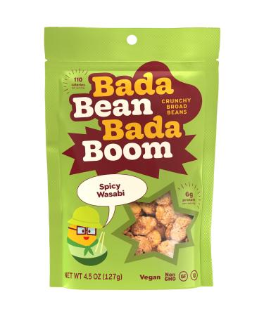 Bada Bean Bada Boom - Plant-Based Protein, Gluten Free, Vegan, Crunchy Roasted Broad (Fava) Bean Snacks, 110 Calories per Serving, Spicy Wasabi, 4.5 Ounce (12 Count)