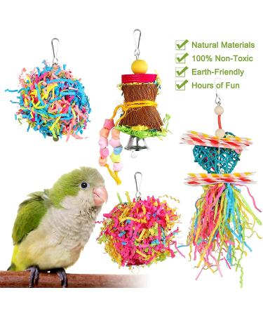 YUEPET Bird Shredder Toys 4 Pack - Small Parrot Chewing & Foraging Toys for Parakeets, Lovebirds, Cockatiels - Hanging Parrot Cage Toy - Buy Online on SooperMarket.com
