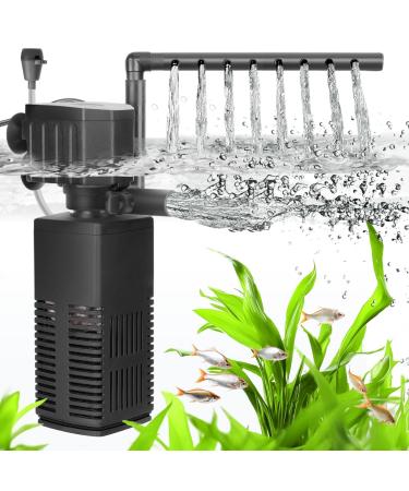 AQQA aquarium filter 4 EN 1 Strong current aquarium filter pump 450l/h adjustable aquarium internal filter for tank up to 120l (12W)